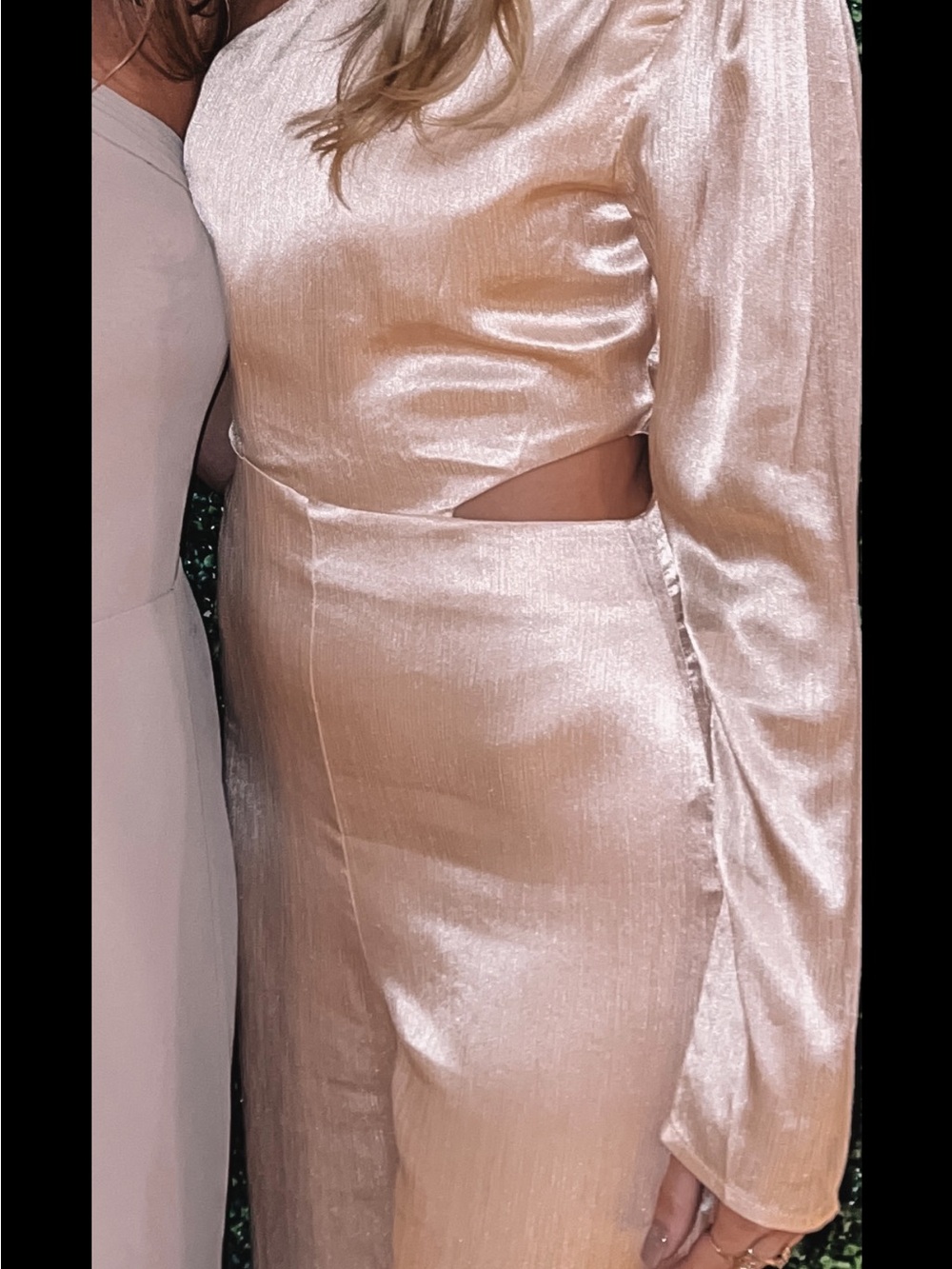Lush One-Shoulder Satin Cutout Jumpsuit in Blush